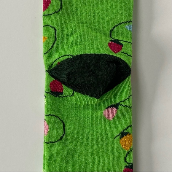 Christmas Tree Lights Socks Crew NWT Green OSFM Colorful New Adult Bulbs - Picture 10 of 13